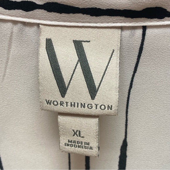 Worthington Striped Button Blouse - Picture 4 of 7